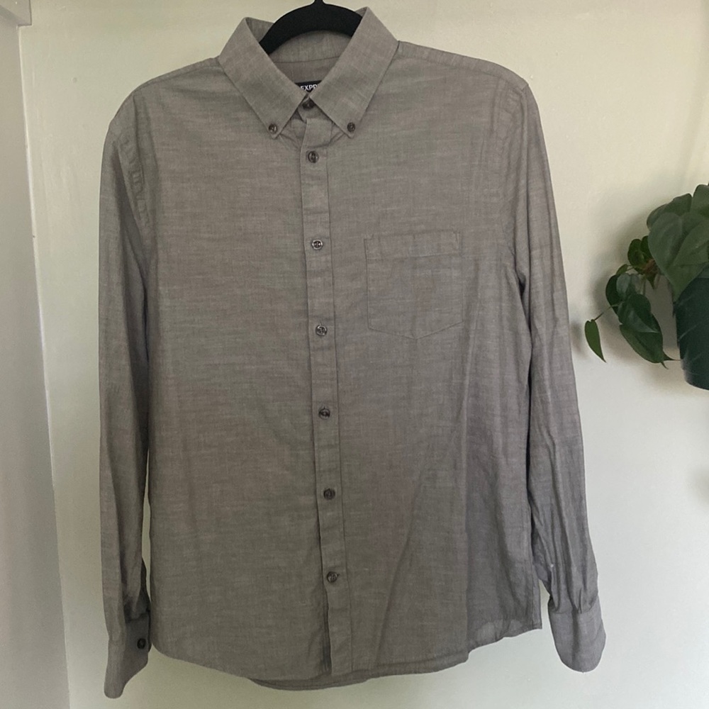 Sage green express button down